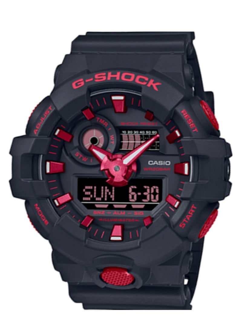 CASIO - G shock Ignite Red Colour Analog Digital Black Resin Wrist Watch for Men's GA-700BNR-1ADR - Image 1