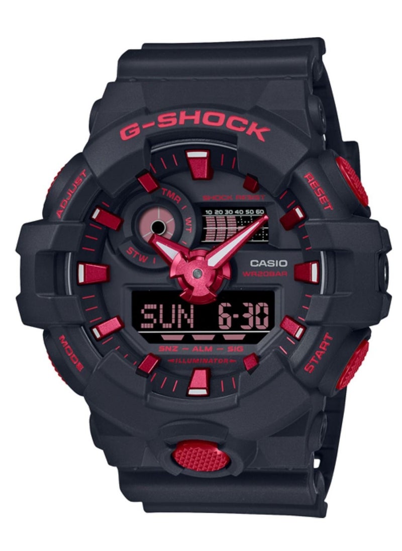 CASIO - G shock Ignite Red Colour Analog Digital Black Resin Wrist Watch for Men's GA-700BNR-1ADR - Image 1