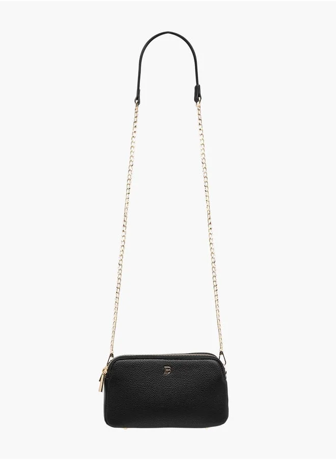 فلورا بيلا من شو إكسبرس Women Textured Crossbody Bag with Chain Strap and Zip Closure