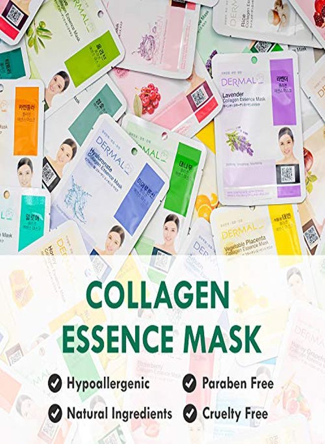 DERMAL 24 Combo Pack Collagen Essence Full Face Facial Mask Sheet - Sensitive Soothing, Anti-Acne, Nourishing Cleansing Korean Face Mask - Natural Skincare Spa Facial Mask Set For Women, Men  - Image 2