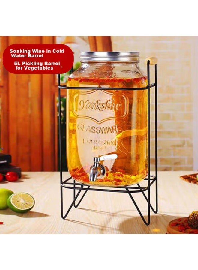 All-round Quanshi With Tap Glass Infusion Jar, Cold Water Pitcher, Juice Container, Beverage Jug, Niubei Jar, Alcohol Infusion Canister, Cold Water Container, Sealed Jar 5l - Image 1