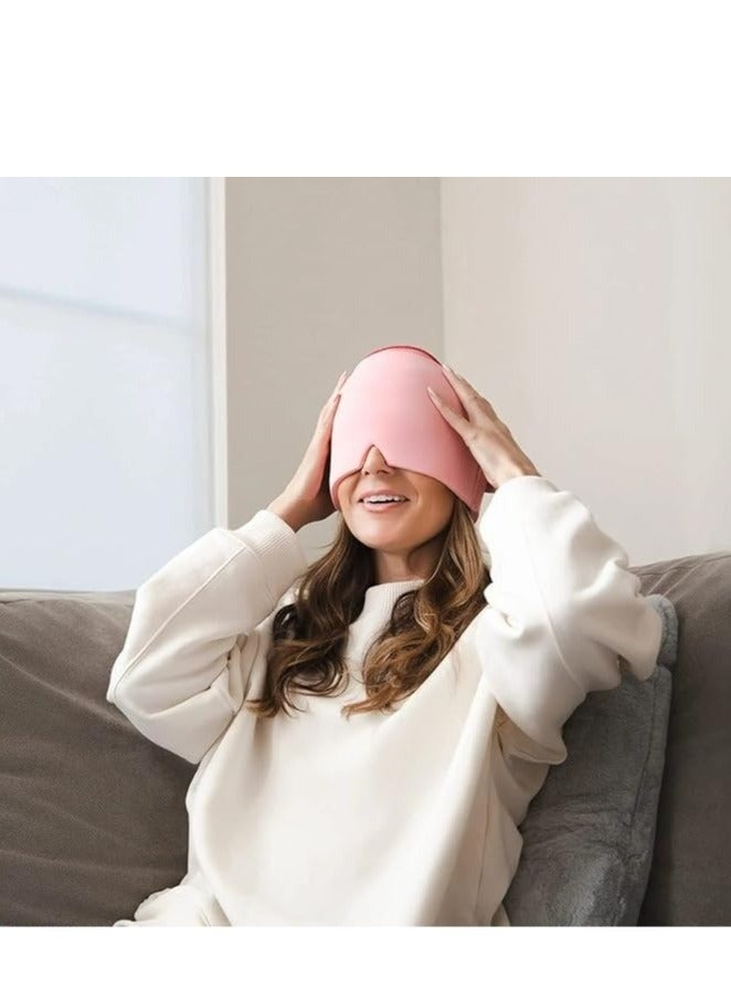 Cooling Gel Mask for Headache and Eye Relief - Wearable Cold Therapy Hat for Head, Face and Neck, Reduces Puffiness, Tension and Sinus Pain-Pink - Image 3
