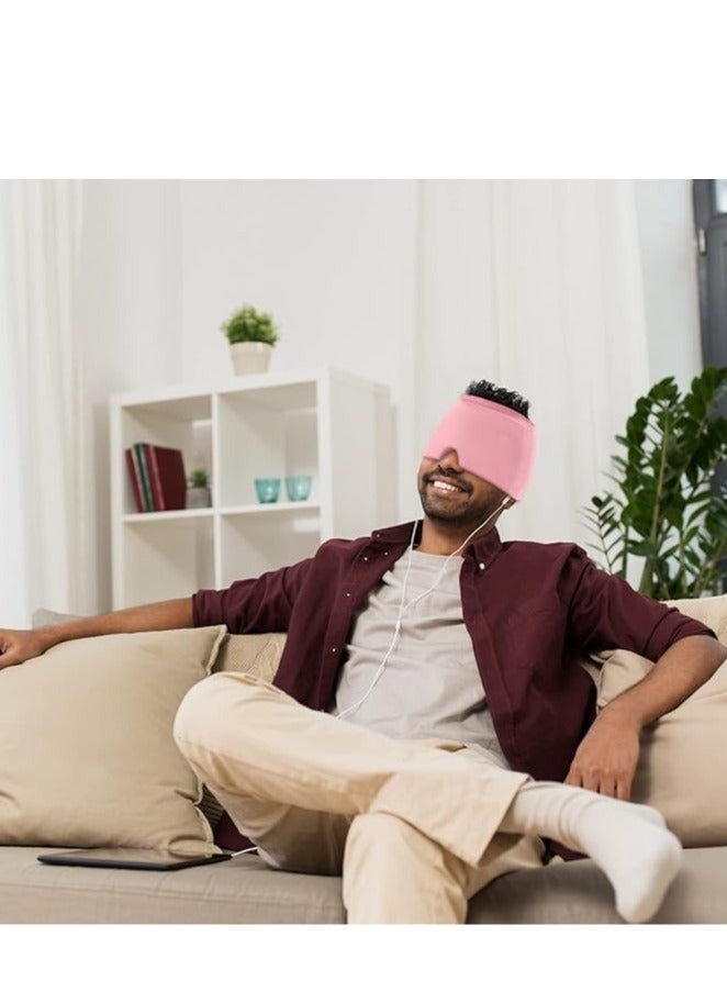 Cooling Gel Mask for Headache and Eye Relief - Wearable Cold Therapy Hat for Head, Face and Neck, Reduces Puffiness, Tension and Sinus Pain-Pink - Image 2