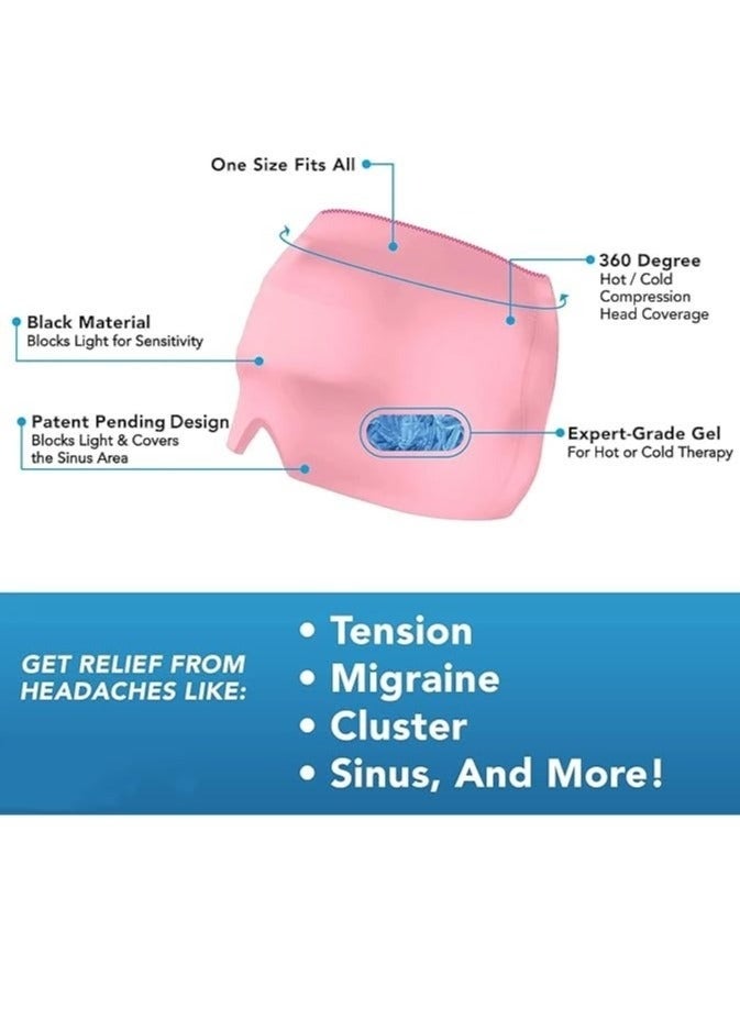 Cooling Gel Mask for Headache and Eye Relief - Wearable Cold Therapy Hat for Head, Face and Neck, Reduces Puffiness, Tension and Sinus Pain-Pink - Image 4