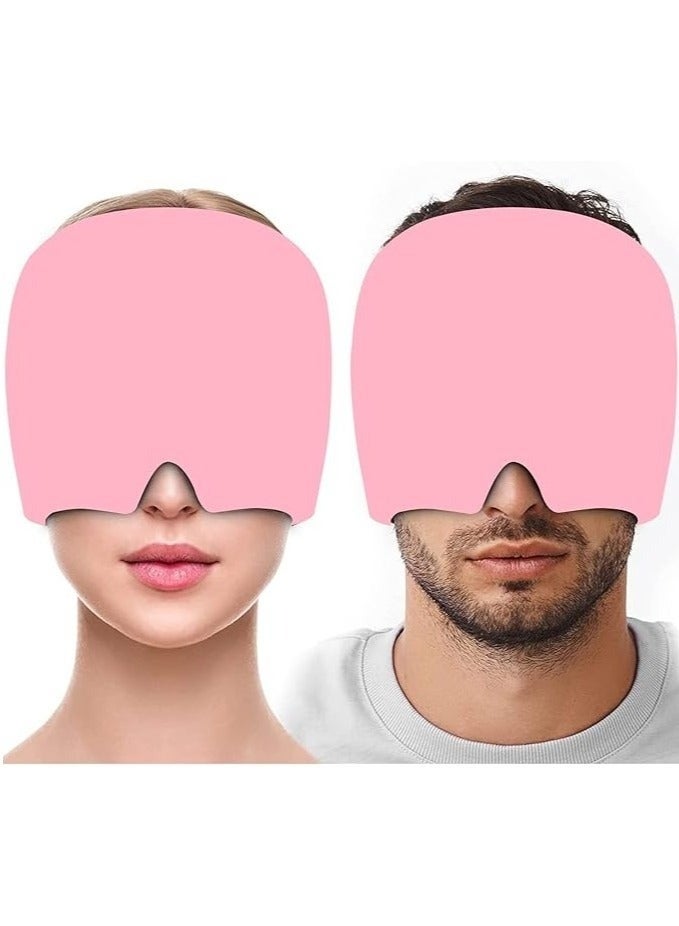 Cooling Gel Mask for Headache and Eye Relief - Wearable Cold Therapy Hat for Head, Face and Neck, Reduces Puffiness, Tension and Sinus Pain-Pink - Image 1