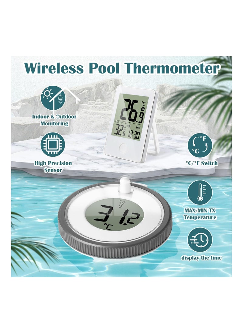 Excefore - Wireless Pool Thermometer, Floating Easy Read Digital Pool Thermometer with IPX7 Waterproof, for Swimming Pools, Hot Tubs, Small Ponds, Aquariums - Image 1