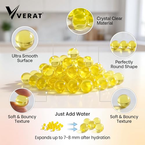 Verat 1 Packet Gel Water Balls/Water Beads/Refill Water Bead/Gel Blaster Ammo/Water Balls for Gun/Gel Balls for Kids/Gel Blaster Balls in Bottle/7-8mm Non-Toxic Water Beads Gel Guns(10000 Yellow) - Image 5