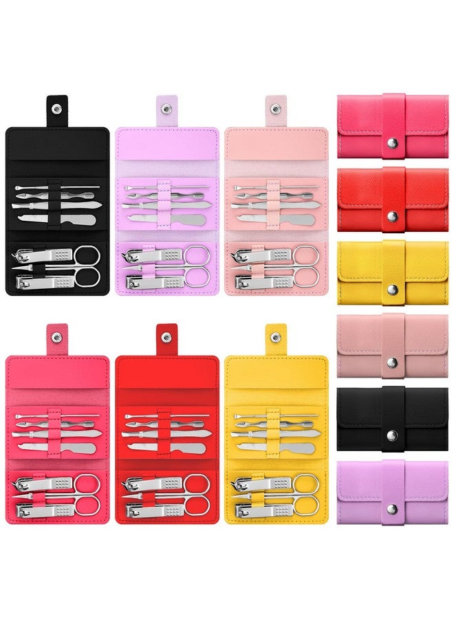 WILLBOND 12 Sets Manicure Set Nail Clippers Pedicure Kit 7 in 1 Stainless Steel Professional Pedicure Set Grooming Kits Nail Care Tools with Travel Case for Nail Care Multi Color (Bright Colors) - Image 1