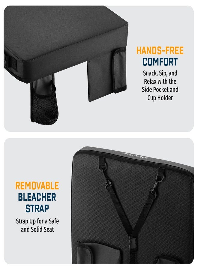 Alpcour Portable Extra Thick Heated Stadium Seat Cushion - Bleacher Cushion with Side Pocket, Cup Holder, Waterproof, Anti-Slip, and Straps - Perfect for Football Seats and Bench Seats for Bleachers - Image 3