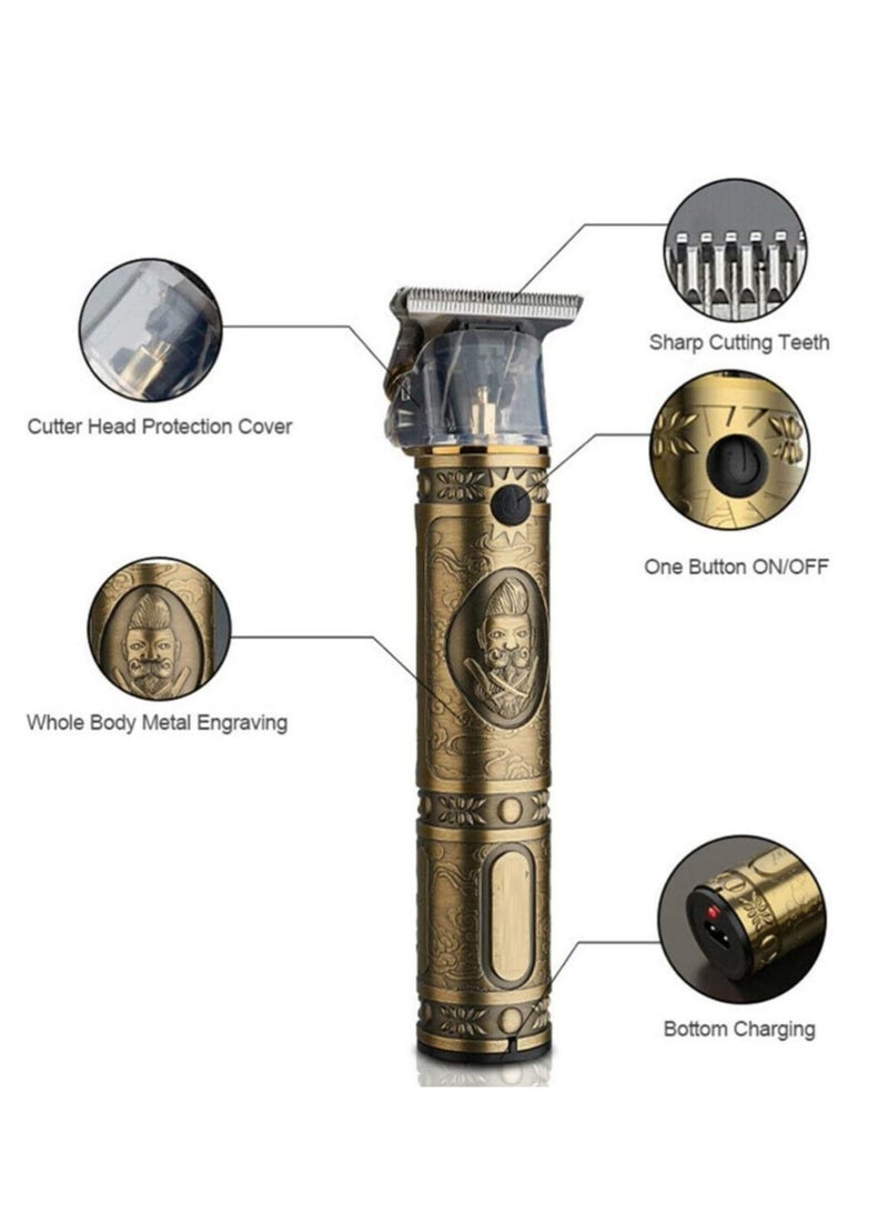 ELTRAZONE Men's Bronze Retro Hair Clippers with Limit Comb & USB Port - Image 2