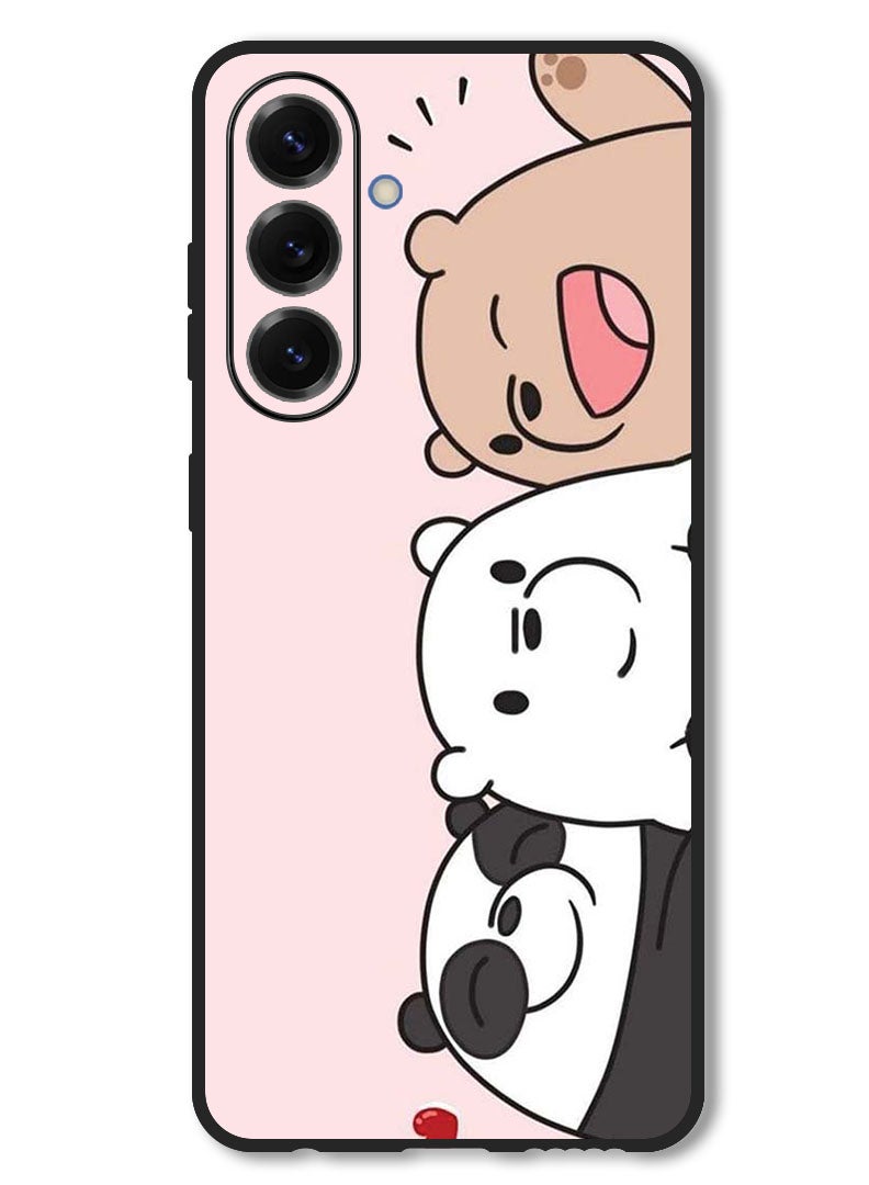Theodor Case Compatible with Samsung Galaxy F56 6.74 Inch Protection Shockproof Bumper Cover Three Friends Panda - Image 1