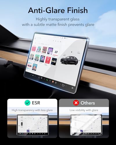 ESR Tempered Glass Screen Protector for Tesla Model 3 2025/2024 Highland, 15.4'' Center Console and 8'' Rear Touchscreen Protection Set, 9H Glass Matte Film Accessories with Alignment Kit, Anti Glare - Image 5