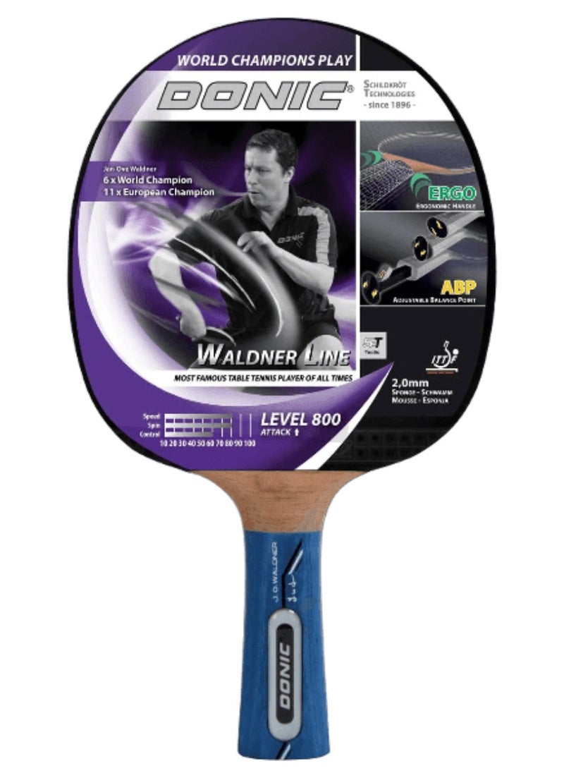donic - Tt Bat - Waldner 800 - Plastic Hanger (2021V)- Attack, Vari-Slick Rubber, 2.0Mm Sponge, Abp, 'Donic' Epoxy Lens, Concave And Ergo Handle. - Image 1