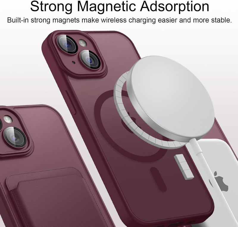 Demark Magnetic for iPhone 13 Case, [Compatible with MagSafe][10 FT Military Grade Drop Protection] [Dual Layer Structure Protection] Non-Slip Heavy Duty Full-Body Shockproof iPhone 13 Cover (Wine Red) - Image 4