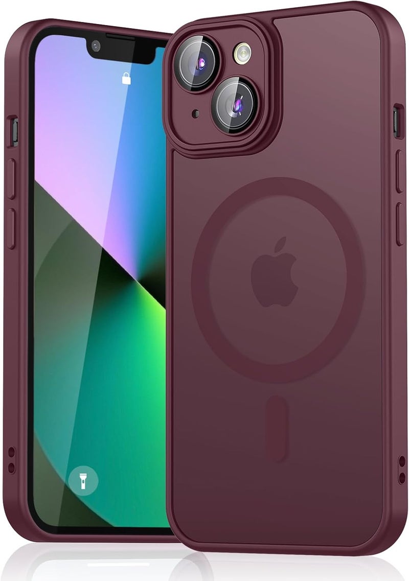 Demark Magnetic for iPhone 13 Case, [Compatible with MagSafe][10 FT Military Grade Drop Protection] [Dual Layer Structure Protection] Non-Slip Heavy Duty Full-Body Shockproof iPhone 13 Cover (Wine Red) - Image 1