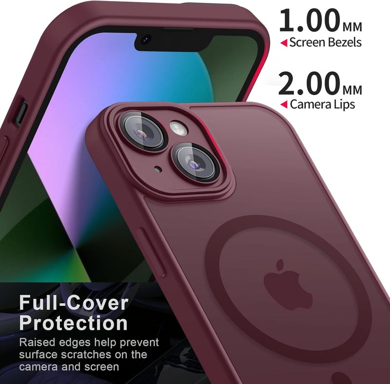 Demark Magnetic for iPhone 13 Case, [Compatible with MagSafe][10 FT Military Grade Drop Protection] [Dual Layer Structure Protection] Non-Slip Heavy Duty Full-Body Shockproof iPhone 13 Cover (Wine Red) - Image 2