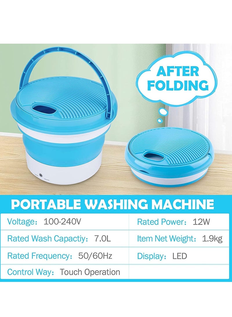 غسالة ملابس محمولة صغيرة قابلة للطي (زرقاء) - Image 3