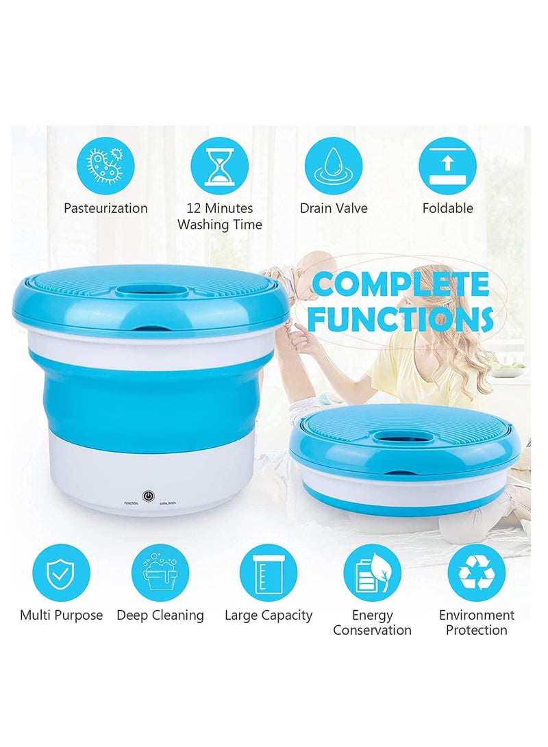 غسالة ملابس محمولة صغيرة قابلة للطي (زرقاء) - Image 2