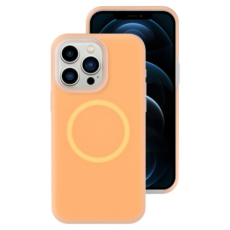 HuHa Protective Cover For iPhone 12 Pro Max Jelly Liquid Silicone MagSafe Magnetic Phone Case(Orange) - Image 1