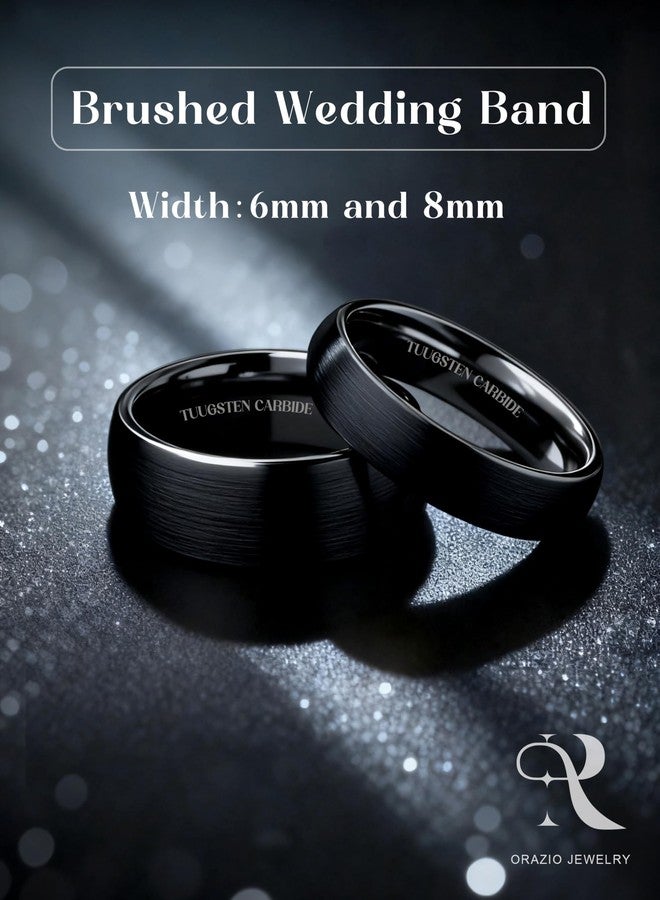 ORAZIO Tungsten Wedding Rings for Men 6/8mm Mens Wedding Band Black/Silver/Gold Plated Mens Rings,Brushed Matte Finish Polished Edge Engagement Promise Band Men Ring Jewelry Comfort Fit 7-14, Tungsten - Image 5
