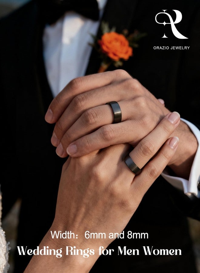 ORAZIO Tungsten Wedding Rings for Men 6/8mm Mens Wedding Band Black/Silver/Gold Plated Mens Rings,Brushed Matte Finish Polished Edge Engagement Promise Band Men Ring Jewelry Comfort Fit 7-14, Tungsten - Image 3