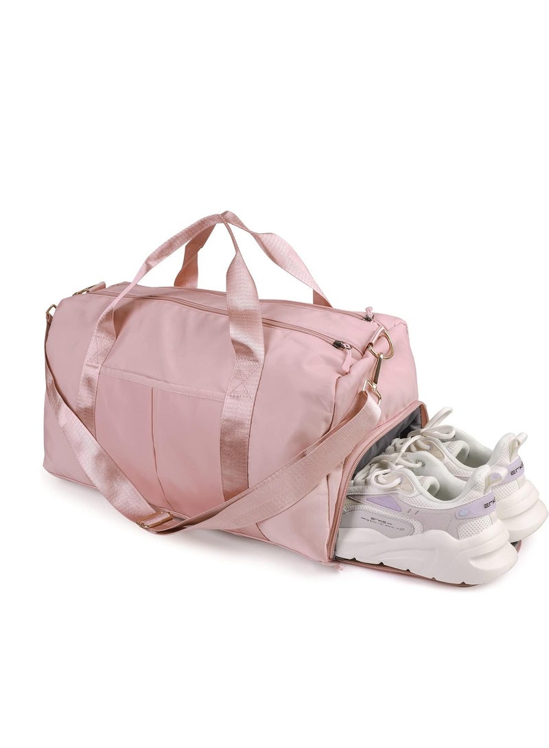 Baytion Sport Gym Bags for Men Women, Waterproof Travel Duffel Bags Foldable Hand Bag, Dry Wet Separated Sport Duffle Bags with Shoes Compartment for.pink - Image 1