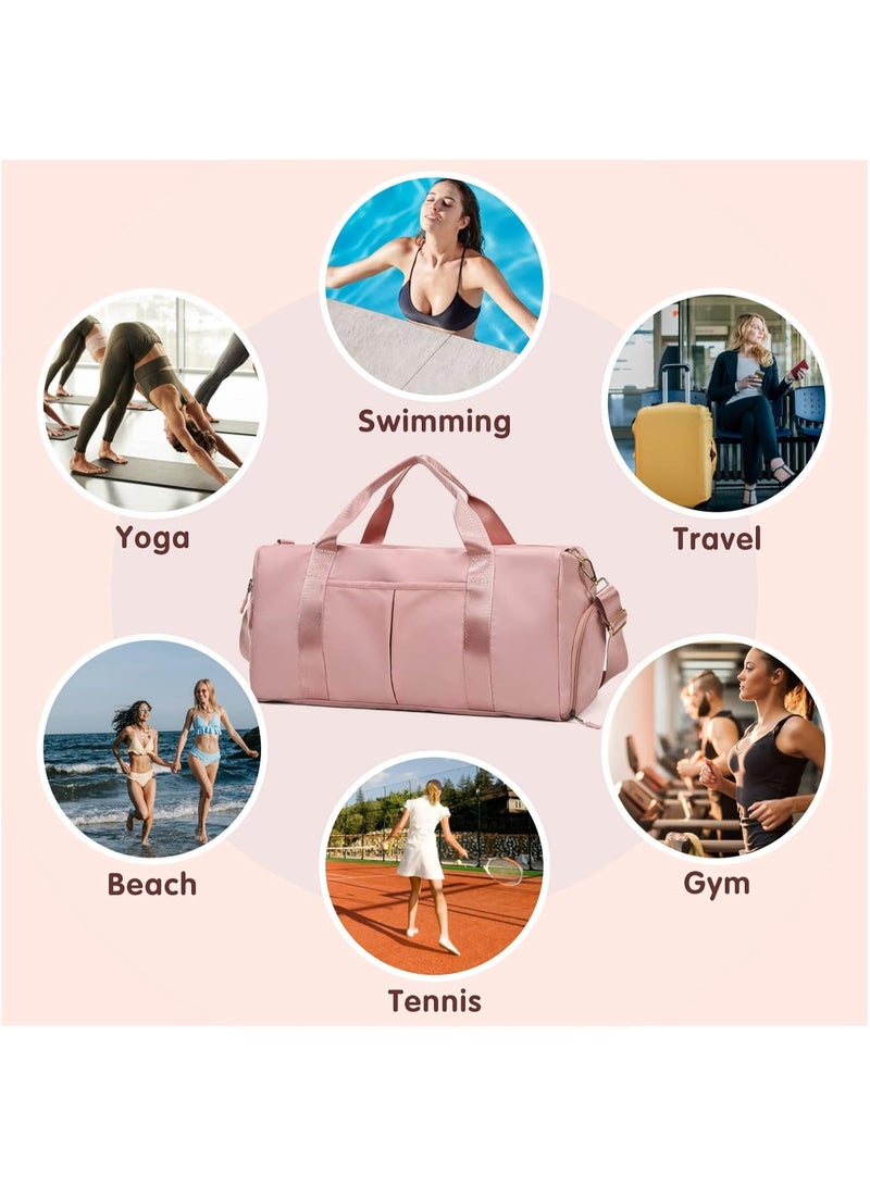 Baytion Sport Gym Bags for Men Women, Waterproof Travel Duffel Bags Foldable Hand Bag, Dry Wet Separated Sport Duffle Bags with Shoes Compartment for.pink - Image 2