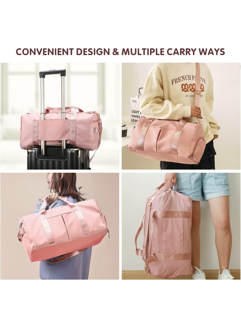 Baytion Sport Gym Bags for Men Women, Waterproof Travel Duffel Bags Foldable Hand Bag, Dry Wet Separated Sport Duffle Bags with Shoes Compartment for.pink - Image 3