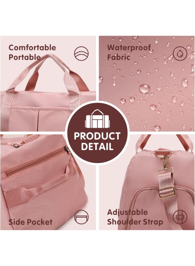 Baytion Sport Gym Bags for Men Women, Waterproof Travel Duffel Bags Foldable Hand Bag, Dry Wet Separated Sport Duffle Bags with Shoes Compartment for.pink - Image 4