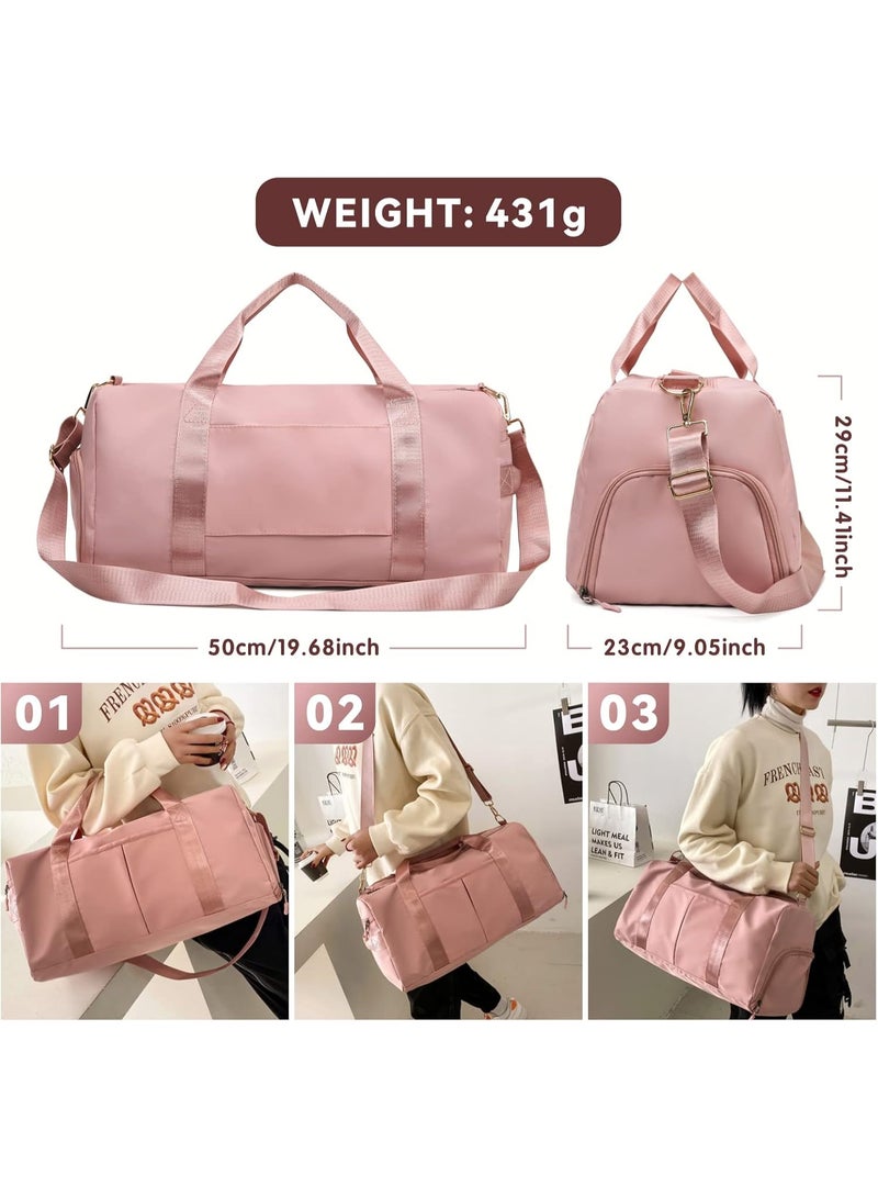 Baytion Sport Gym Bags for Men Women, Waterproof Travel Duffel Bags Foldable Hand Bag, Dry Wet Separated Sport Duffle Bags with Shoes Compartment for.pink - Image 5