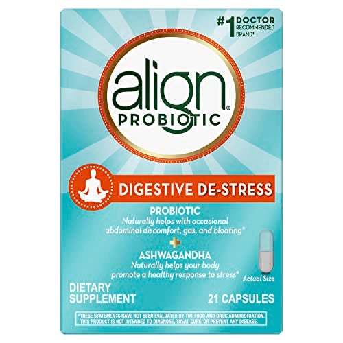 Align Probiotic Digestive Destress Probiotic for Women and Men with Ashwagandha Helps with a Healthy Response to Stress Gluten Free Soy Free Vegetarian 21 Capsules