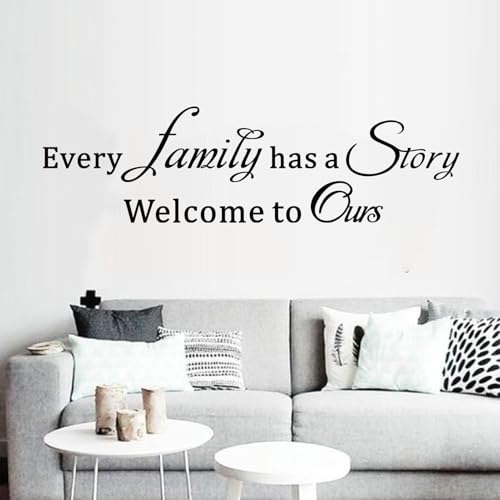 AnFigure Inspirational Family Wall Stickers for Bedroom Home Quotes Motivational Vinyl Art Wall Decals for Living Room Kitchen Apartment Bathroom Every Family Has a Story 25 X 7 - Image 1