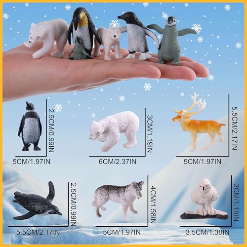 JOKFEICE 25Pcs Small Polar Animals Figurines Realistic Plastic Polar Bear Penguin Winter Arctic Animals for Early Educational Birthday Cupcake Topper for Kids - Image 5
