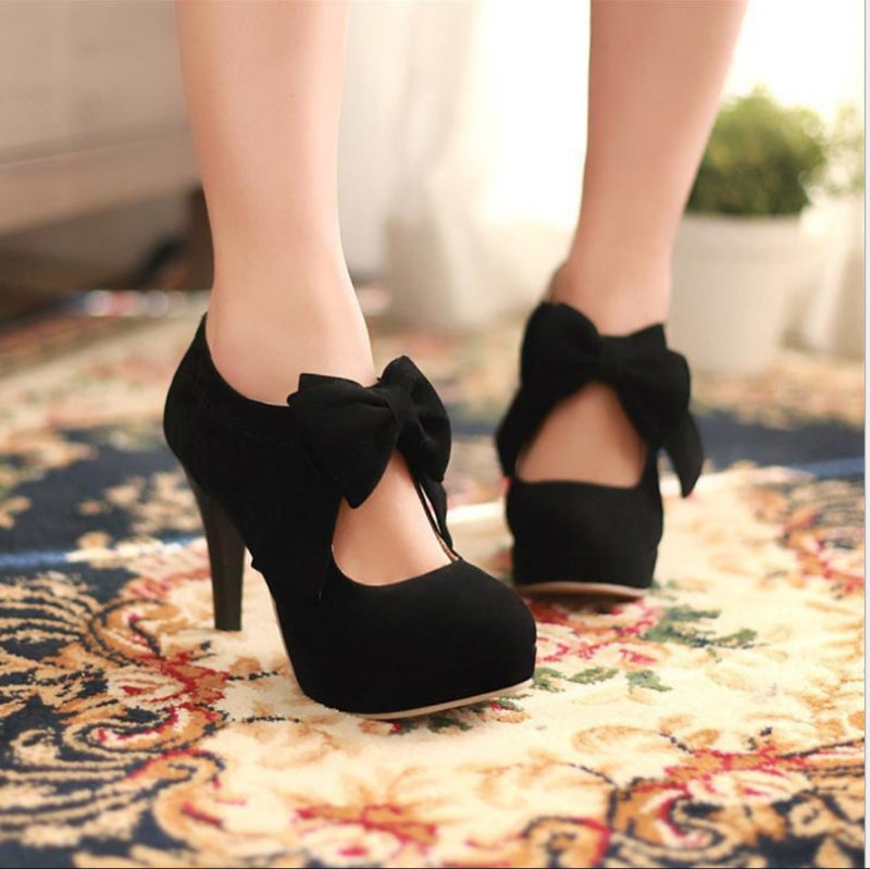 2021 Spring New Women'S Shoes 40-43 Plus Size High Heels Bow Waterproof Table Zipper High Heel Women'S Shoes - Image 2