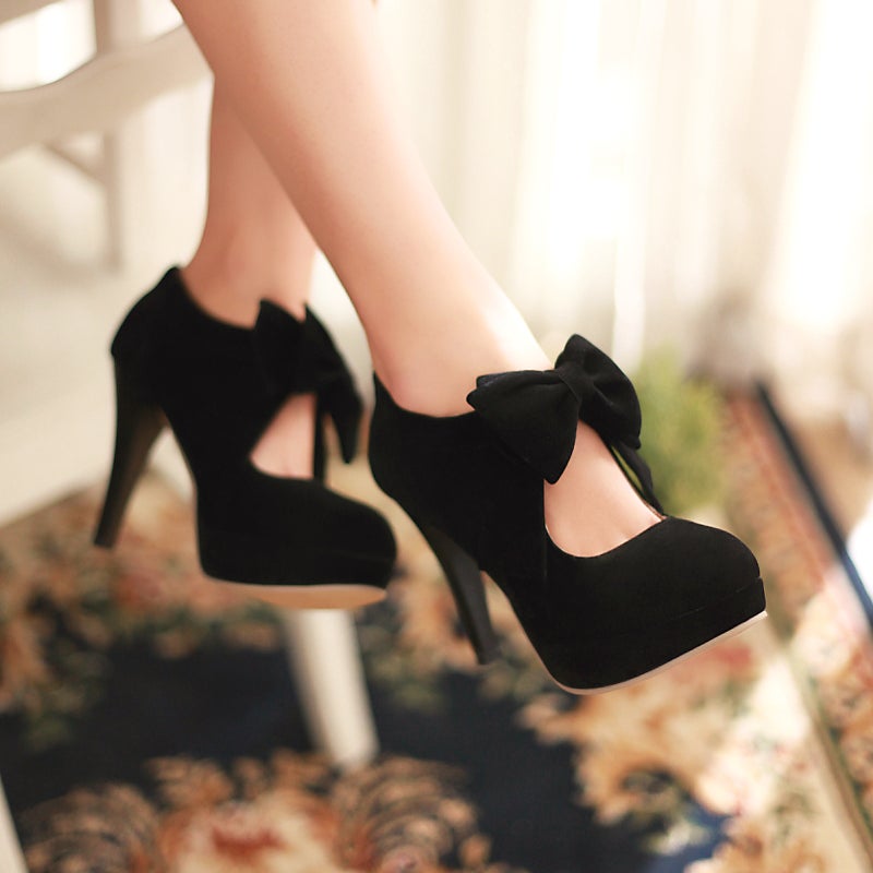 2021 Spring New Women'S Shoes 40-43 Plus Size High Heels Bow Waterproof Table Zipper High Heel Women'S Shoes - Image 4