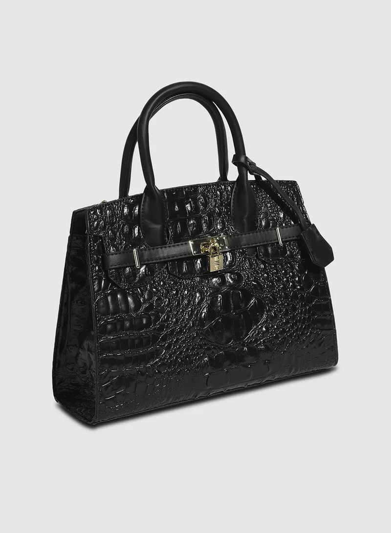 صوص هاوت Twist Buckle Handbag - Black