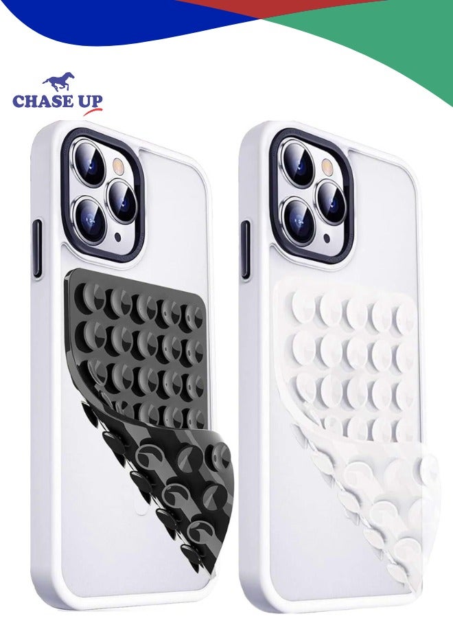 Chase Up 2 Pack Silicone Suction Cup Phone Case - Mount Double Sided, Phone Accessories Hands-Free Strong Grip Holder for Selfies and Videos, Silicon Phone Stand (Black&White) - Image 1