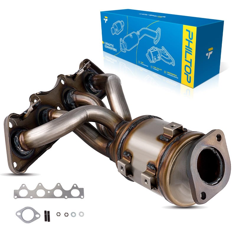 PHILTOP Front Catalytic Converter Kit Compatible with Hyundai, Kia Accent 2012-2017, Soul 2012-2014 1.6L, Rio 2012-2016, Veloster 2013-2017 1.6L, Veloster 2012 Catalytic Converter 16680(EPA Compliant) - Image 1