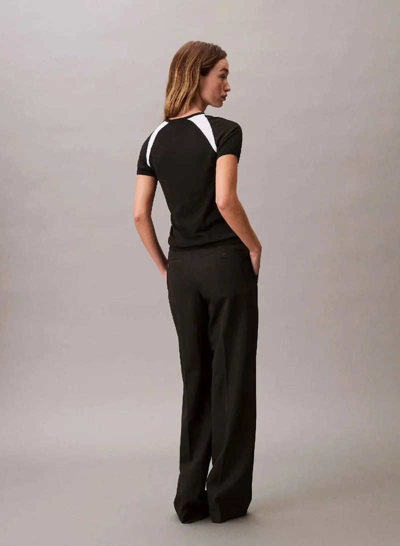 Calvin Klein Black Contrast Logo Graphic Slim T-Shirt for Women | Best Price UAE