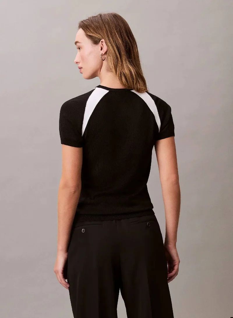 Calvin Klein Black Contrast Logo Graphic Slim T-Shirt for Women | Best Price UAE