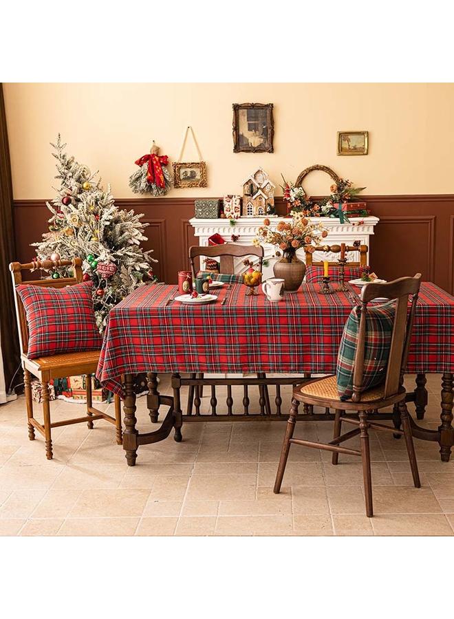 الأزرق جي دبليو مفارش مائدة عيد الميلاد الأحمر منقوشة للاستخدام المنزلي ، مفارش المائدة الأمريكية ، أجواء عيد الميلاد احتفالية حفلة ، مفارش المائدة الحمراء - Image 3