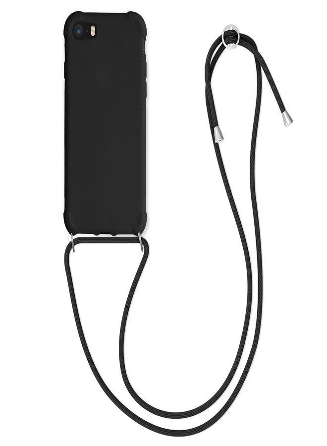 كي دابليو موبايل جراب كروسبودي من kwmobile لهواتف Apple iPhone SE (2022)/SE (2020)/8/7 - غطاء من السيليكون الحراري المرن مع حزام - أسود - Image 1