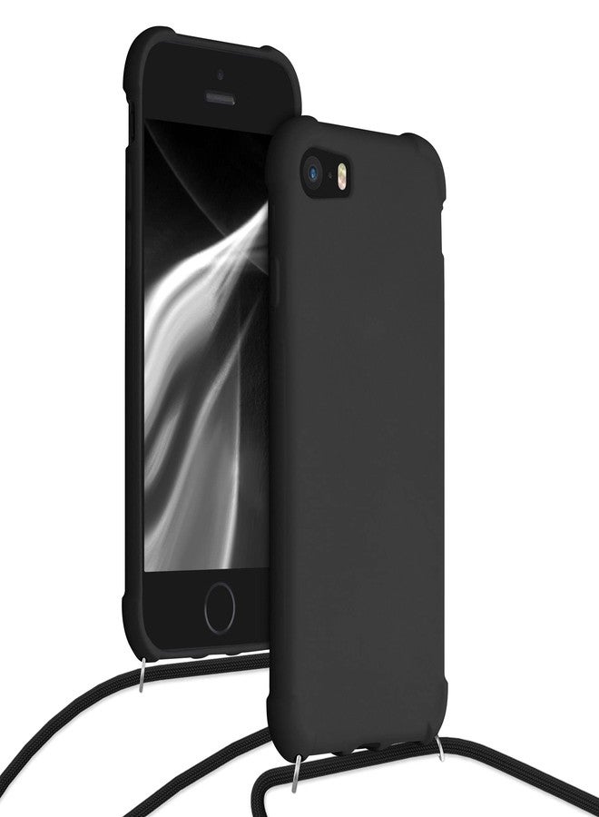 كي دابليو موبايل جراب كروسبودي من kwmobile لهواتف Apple iPhone SE (2022)/SE (2020)/8/7 - غطاء من السيليكون الحراري المرن مع حزام - أسود - Image 4