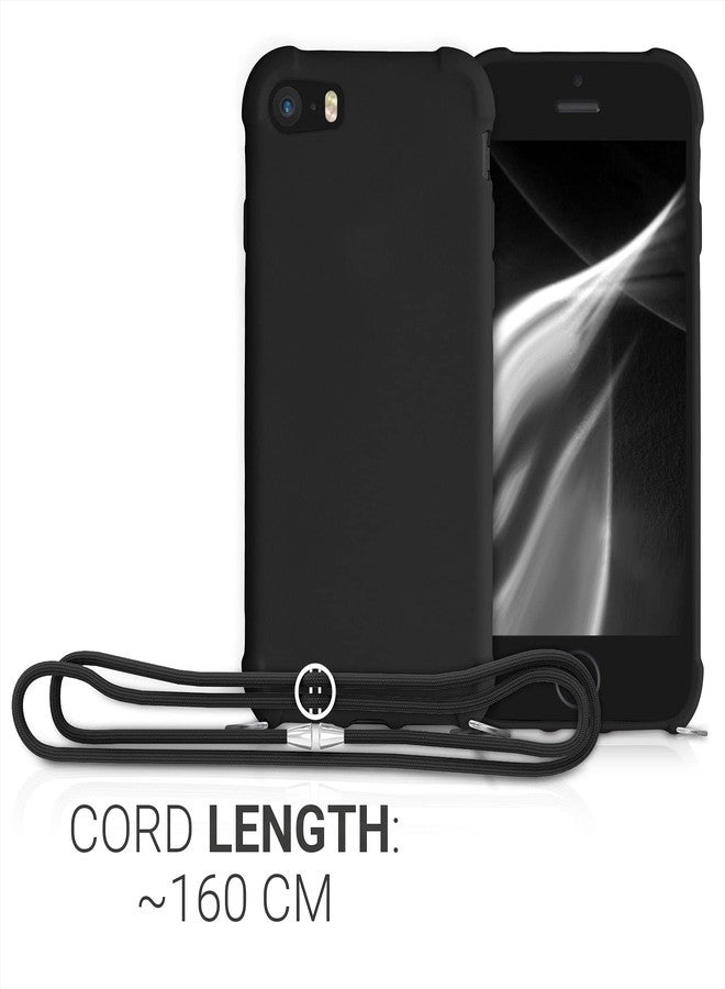 كي دابليو موبايل جراب كروسبودي من kwmobile لهواتف Apple iPhone SE (2022)/SE (2020)/8/7 - غطاء من السيليكون الحراري المرن مع حزام - أسود - Image 3