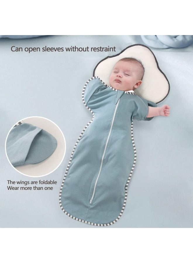 AGREON 60 x 35cm Baby Swaddle Wrap, Baby Sleeping Bag, Infant Sleep Sack with Arms, Newborn Swaddle Blanket Wrap 2 Way Zipper Unisex for 0-3 Months Baby - Image 2