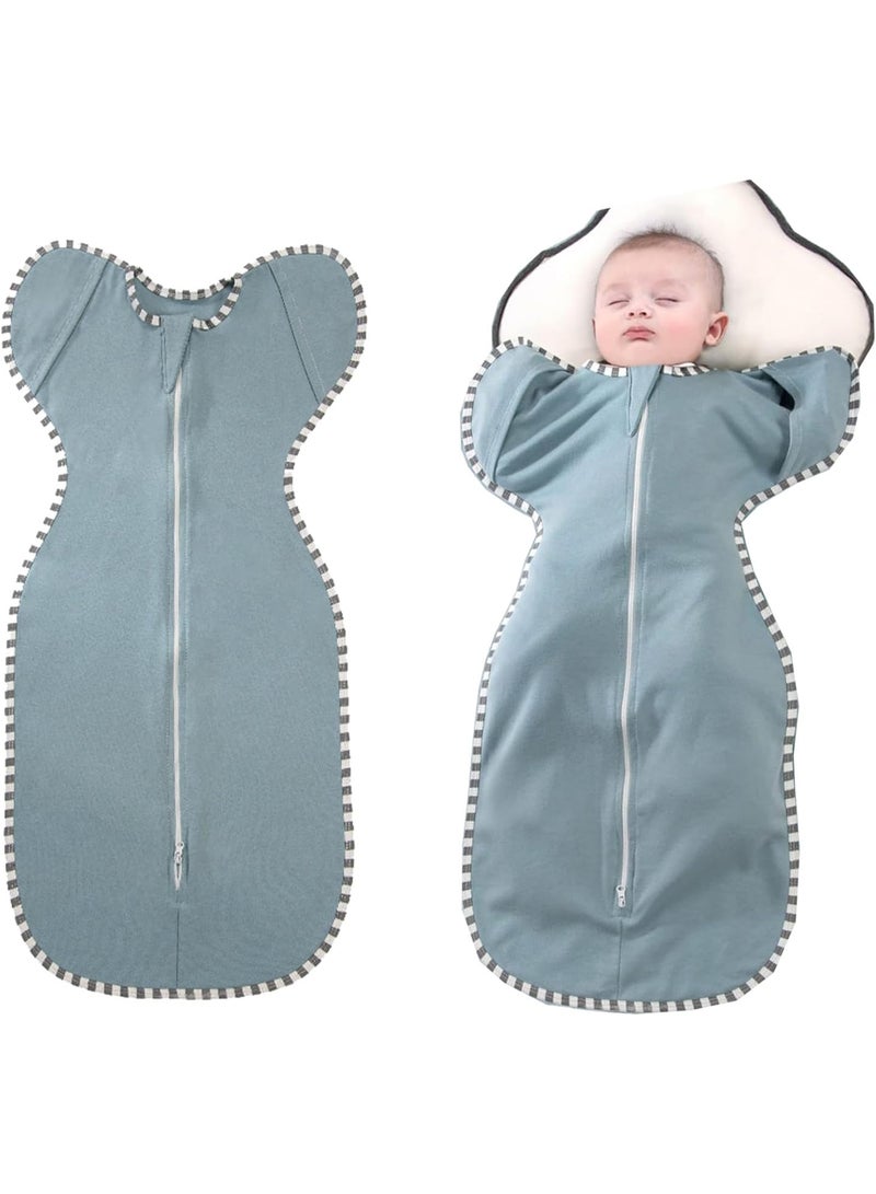 AGREON 60 x 35cm Baby Swaddle Wrap, Baby Sleeping Bag, Infant Sleep Sack with Arms, Newborn Swaddle Blanket Wrap 2 Way Zipper Unisex for 0-3 Months Baby - Image 1