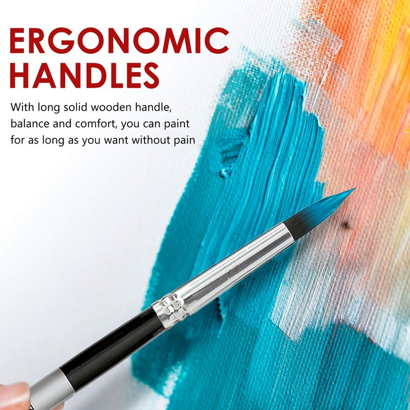 DUGATO Artist Paint Brush Set (10 Sizes) - Fine Tip Round Synthetic Brushes for Watercolor, Acrylic, Gouache, Oil Painting & Crafts - Professional Quality Art Supplies - Image 3