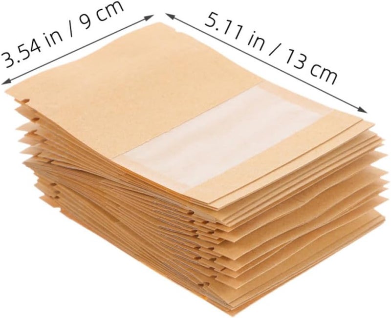 Gadpiparty 100pcs Kraft Paper Seed Envelopes with Window, Sealable Small Storage Bags for Vegetable Seeds and Documents, for Mailing and Protecting from Water and Oxygen - Image 2