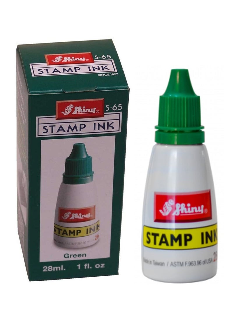 Shiny 28ml Stamp Ink Bottle Green Ink - Image 1