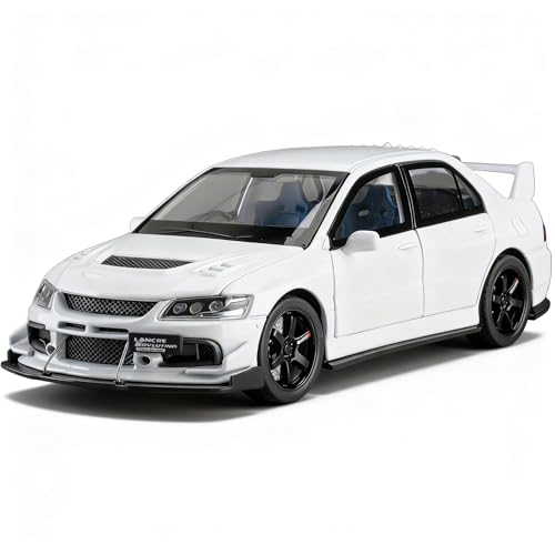 ERBADIHAGO Toy Cars Compatible for Lancer Evolution IX 132 Metal Model Car Pull Back Car Toys with Light and Sound Toys Car Collectible Model for Children Age 3 Year Old White - Image 1